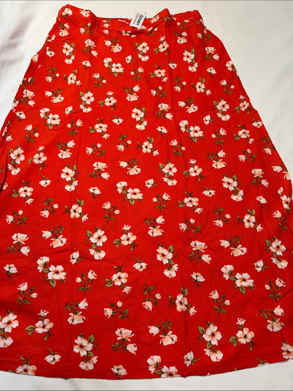 Old Navy Red Floral A-Line Midi Skirt M, L NWT - Picture 2 of 5